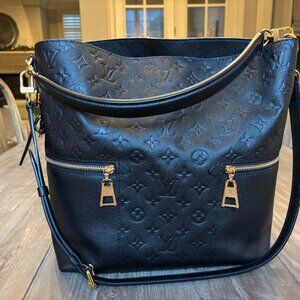 Like New Louis Vuitton Melie Black Leather Empreinte Monogram Shoulder Bag